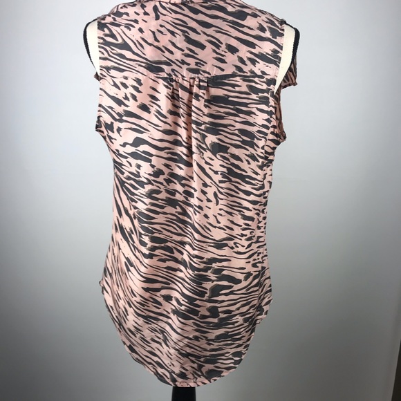 Cabi Animal Print V Neck Blouse Pink & Black Med - Picture 2 of 6
